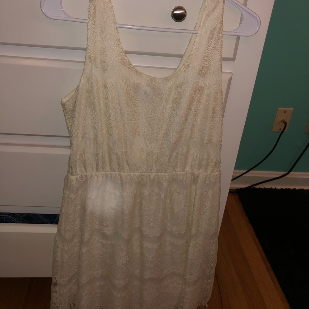 cream colored lace dress